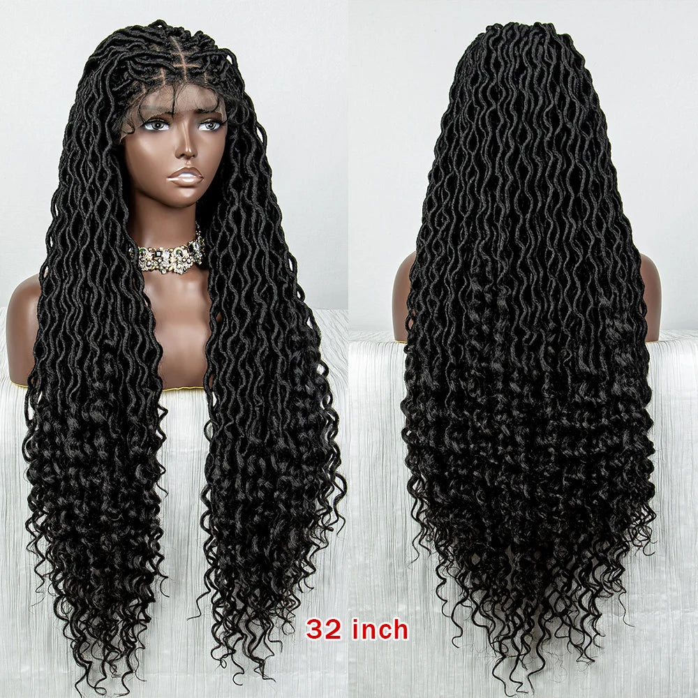 Colorful Dreadlocks & Water Wave Braids Wig | Lace Front | Baby Hair Luxegan