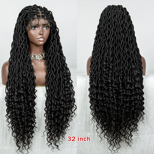 Colorful Dreadlocks & Water Wave Braids Wig | Lace Front | Baby Hair Luxegan