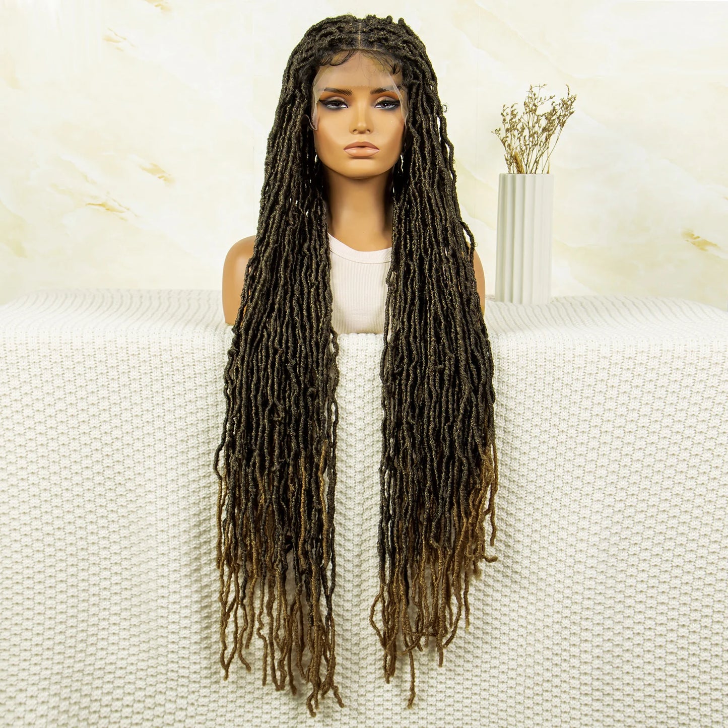 Red Box Braids Full Lace Wig | 36 Inches | Crochet Braids | Knotless | Kanekalon