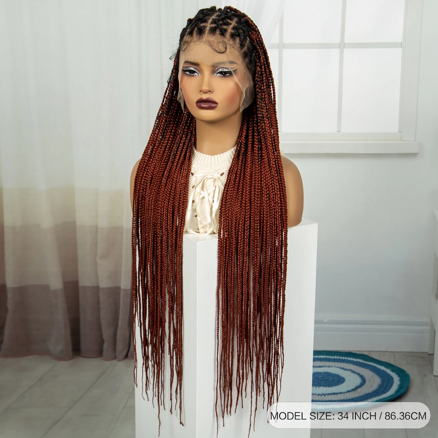32" Ginger Twist Braids Wig | Full Lace Frontal | Baby Hair Luxegan
