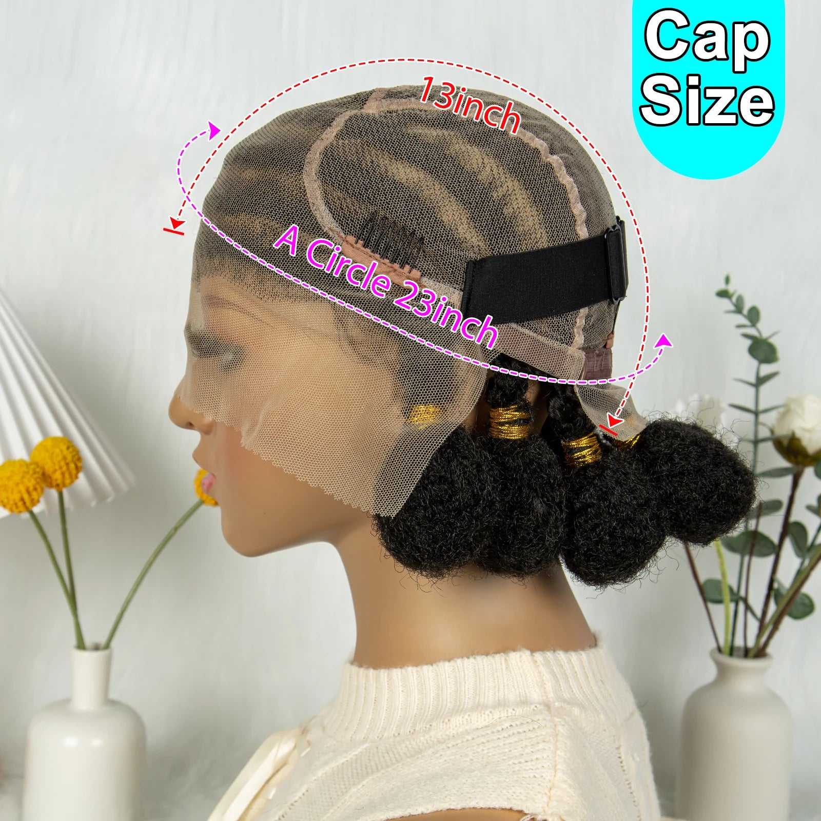 Handmade Bantu Braided Wig | Short Bob | Full Lace | Baby Hair | Synthetic Hair | Women