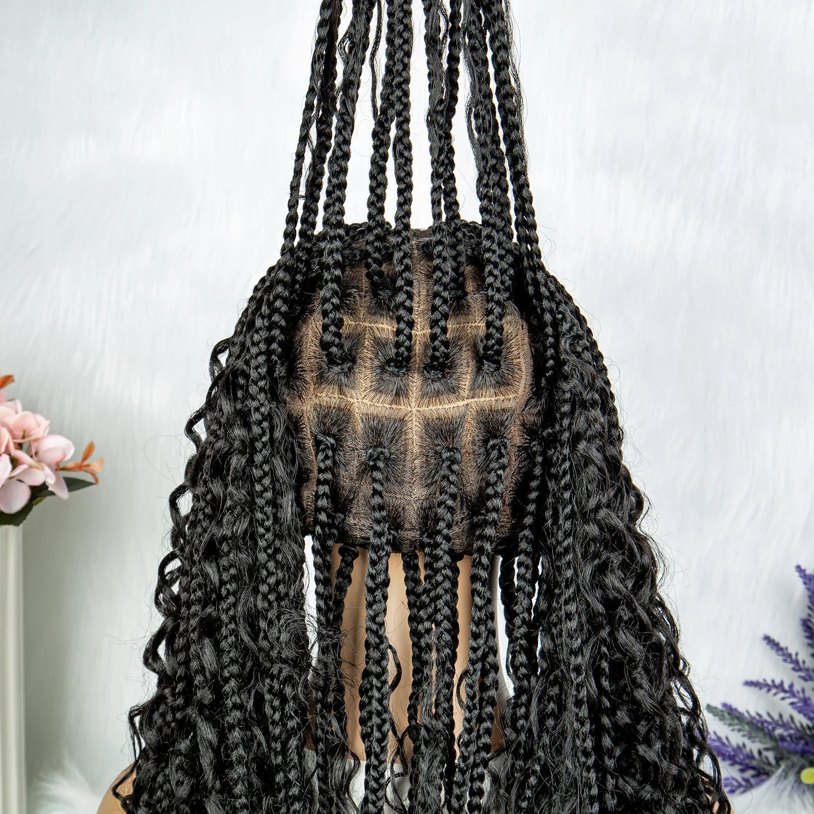 32" Natural Boho Knotless Braids Wig | HD Lace Front | Baby Hair | Synthetic Luxegan