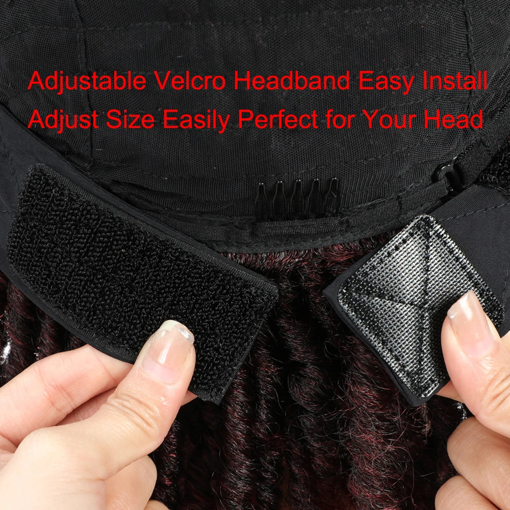 Soft Faux Locs Headband Wig - 6 Inch Ombre Dreadlock Wig for Black Women - Curly Braided Synthetic Wig with Headband - 1B, Burgundy, 27, 30, 613 Options Luxegan
