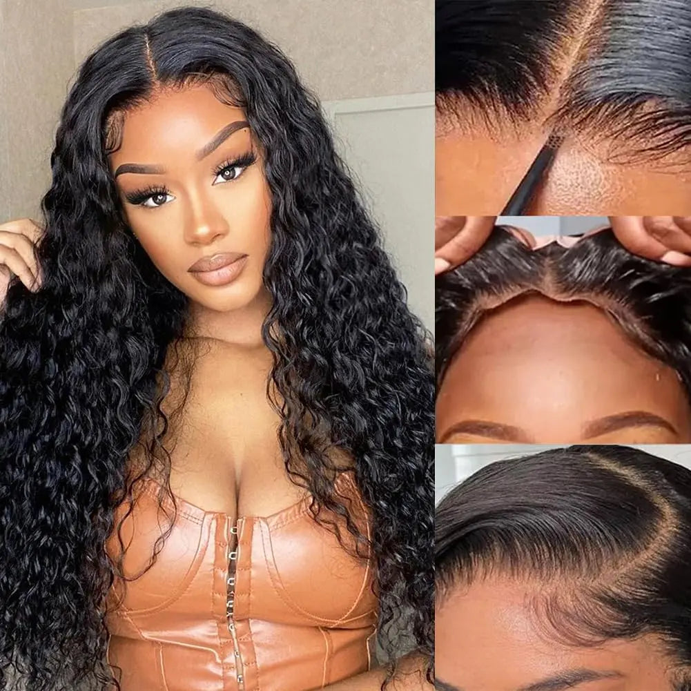 Deep Wave 13x6 HD Transparent Lace Front Human Hair Wig | Brazilian Water Wave 13x4 Lace Frontal & 4x4 Lace Wigs for Women Luxegan