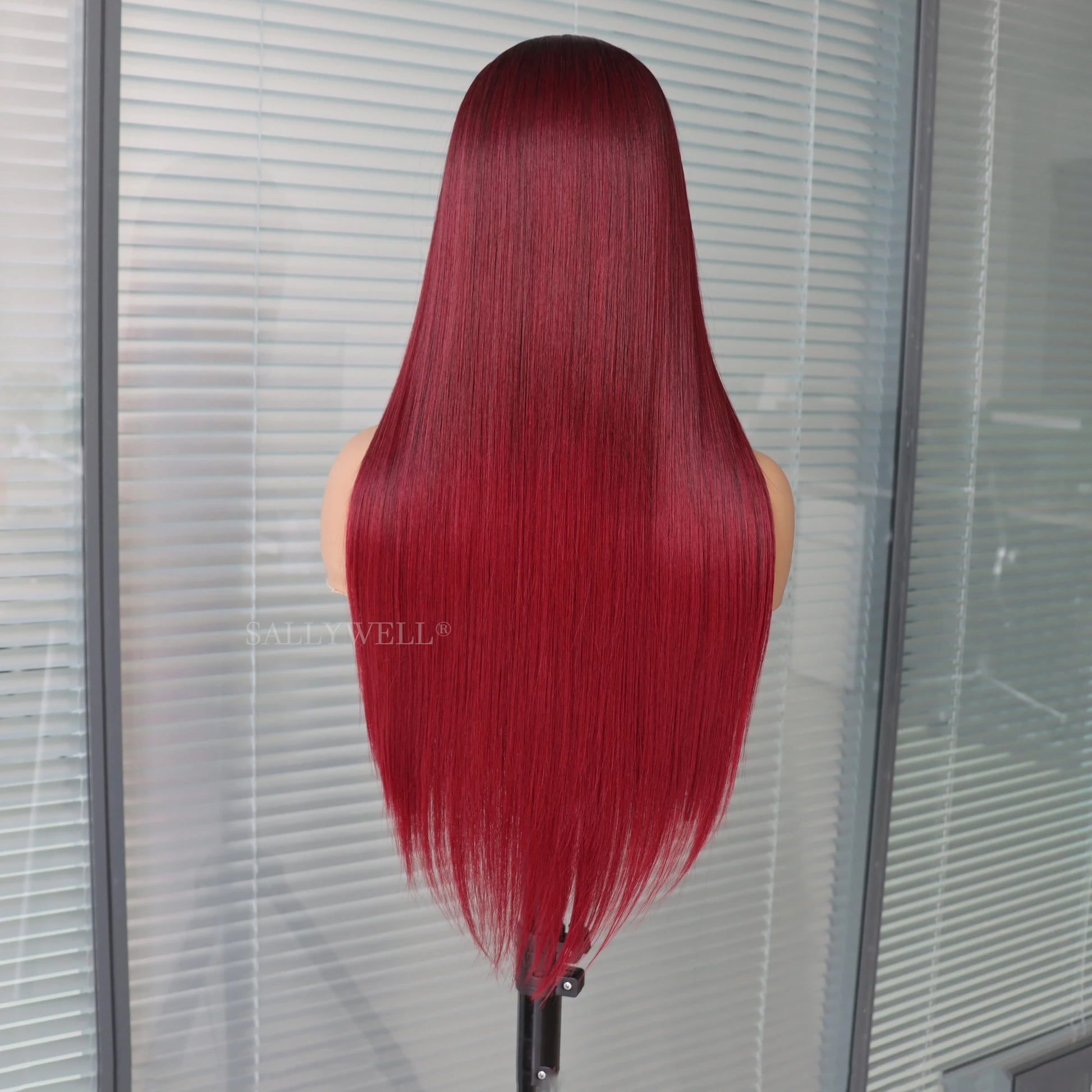 13x4 Burgundy Straight Lace Front Wig | Heat Resistant Synthetic Hair | Pre-Plucked | Natural Hairline