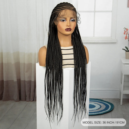 36" Knotless Cornrow Braids Wig | Full Lace | Baby Hair | Black Women Luxegan