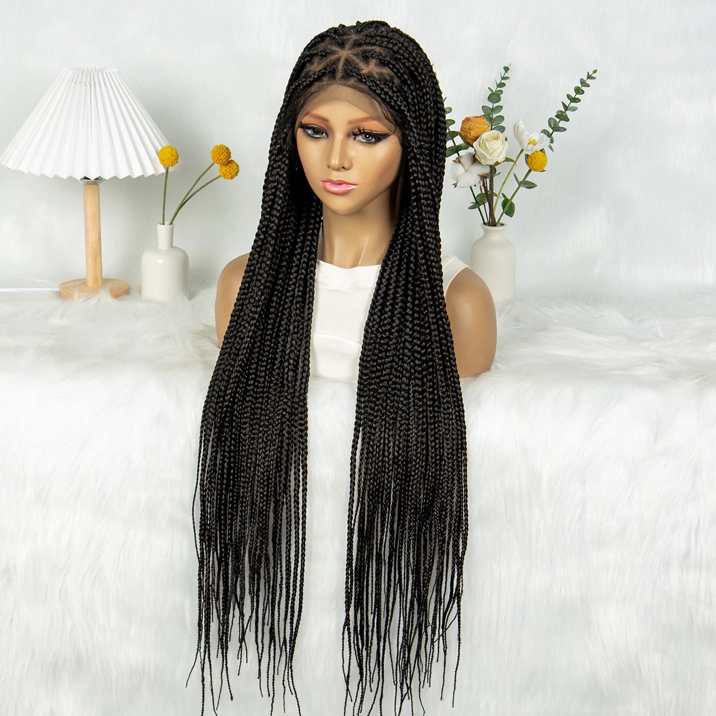 KIMA 36" Knotless Triangle Box Braids Wig | Transparent Full Lace Luxegan