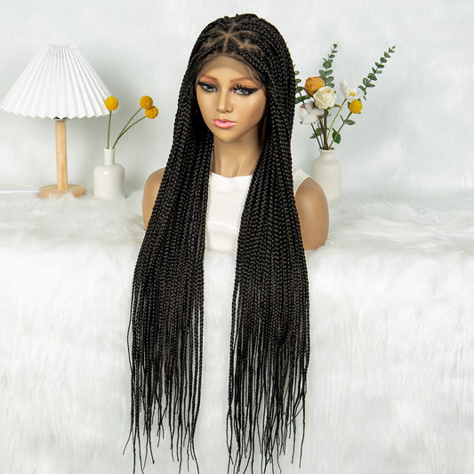 KIMA 36" Knotless Triangle Box Braids Wig | Transparent Full Lace Luxegan