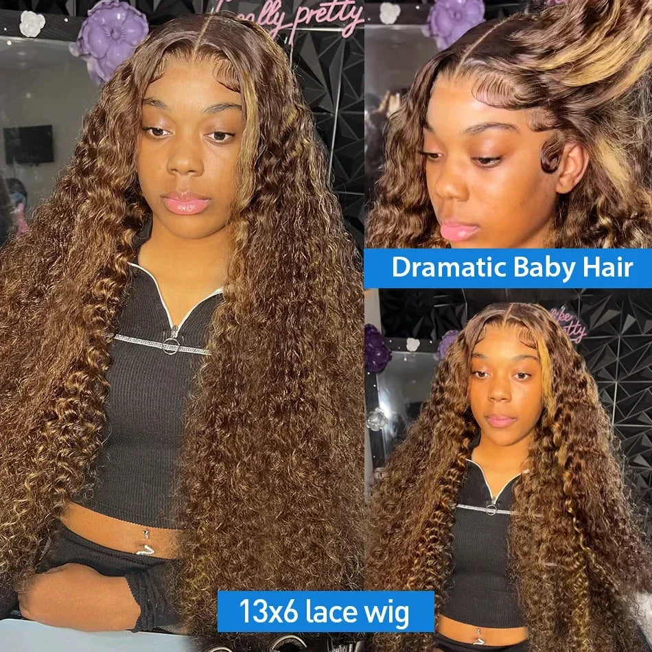 HD Transparent Highlight Deep Wave Lace Front Wig | Honey Blonde Brazilian Remy Hair