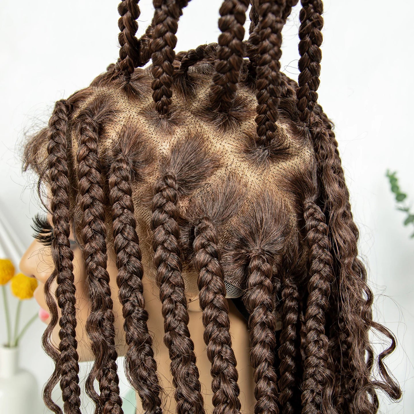 KIMA Box Braids Synthetic Wigs Full Lace  Dreadloks Braided Wigs Knotless Goddess Boho Braided Wigs Hair for Black Women