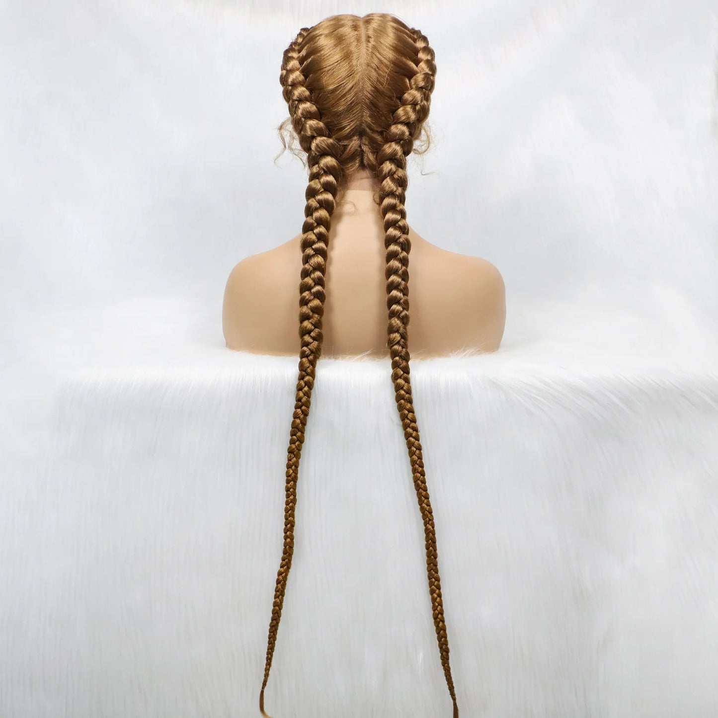 Handmade Double Dutch Cornrow Braided Wig | Natural Black Lace Front | Baby Hair | Kanekalon Synthetic Wig for Women Luxegan