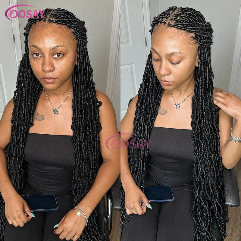 40" Butterfly Locs & Passion Twist Wig | 360 Full Lace | Box Braids | Baby Hair | Synthetic Luxegan