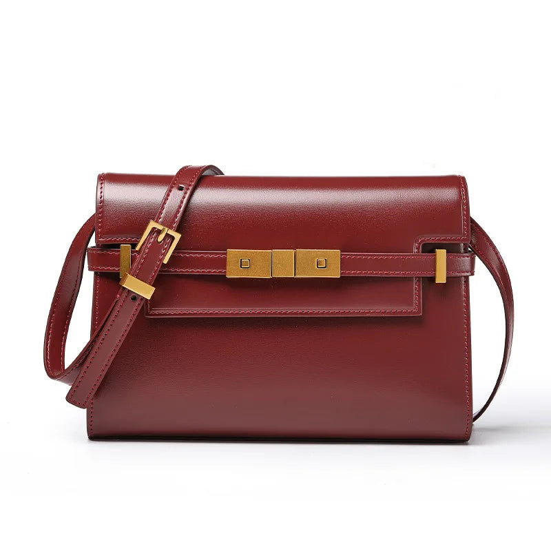Retro Genuine Leather Baguette | High-End Underarm & Crossbody Purse Luxegan