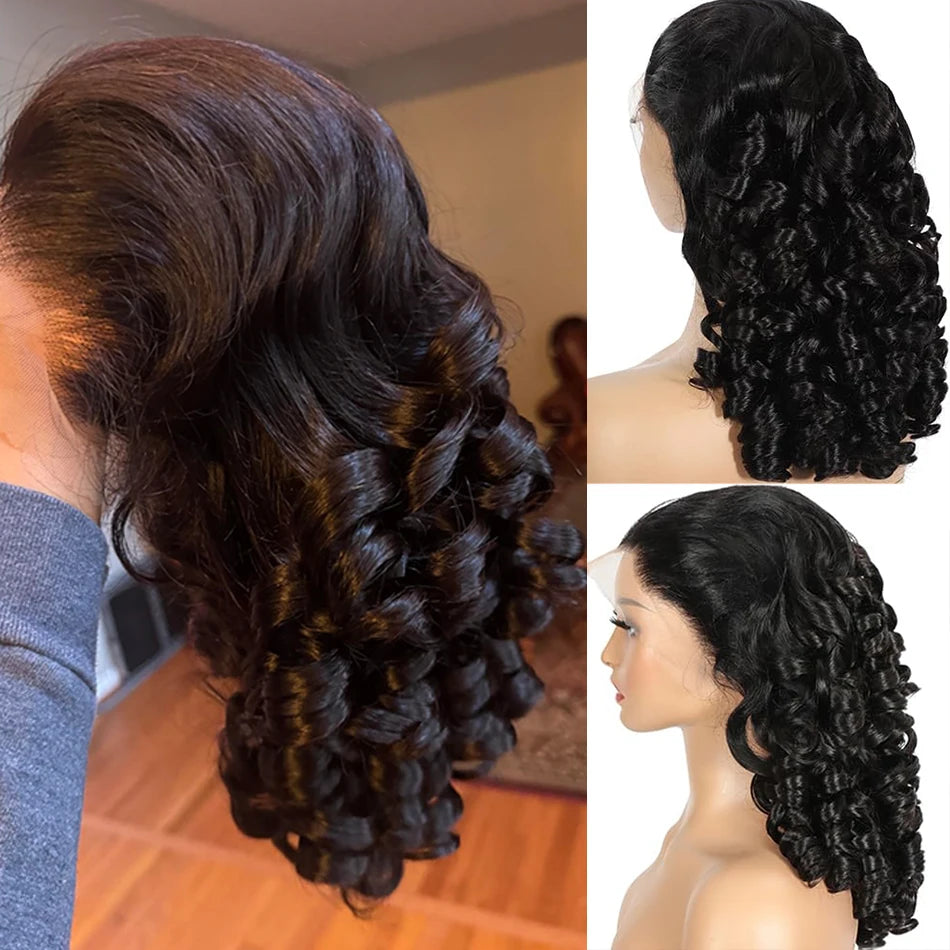 Effortless Beauty: Vietnamese Bouncy Curly Wave Lace Front Wig | Remy | Density Double Drawn | Loose | HD Lace | Glueless | Lace Frontal | Raw Human Hair Wigs