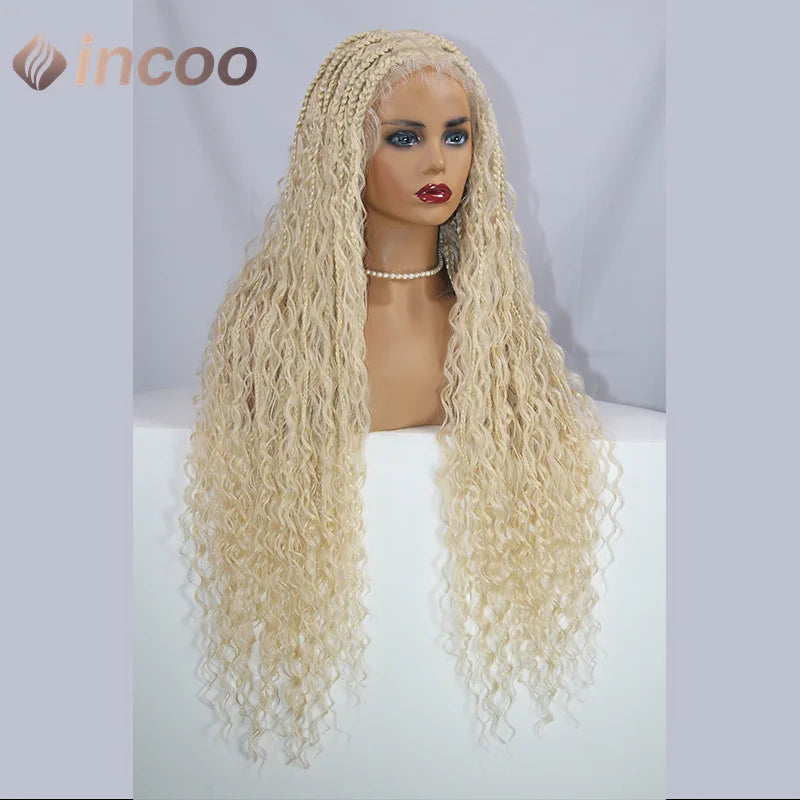 613 Blonde & Burgundy Butterfly Braids Wig | 36" Full Lace | Goddess Locs & Box Braids Luxegan