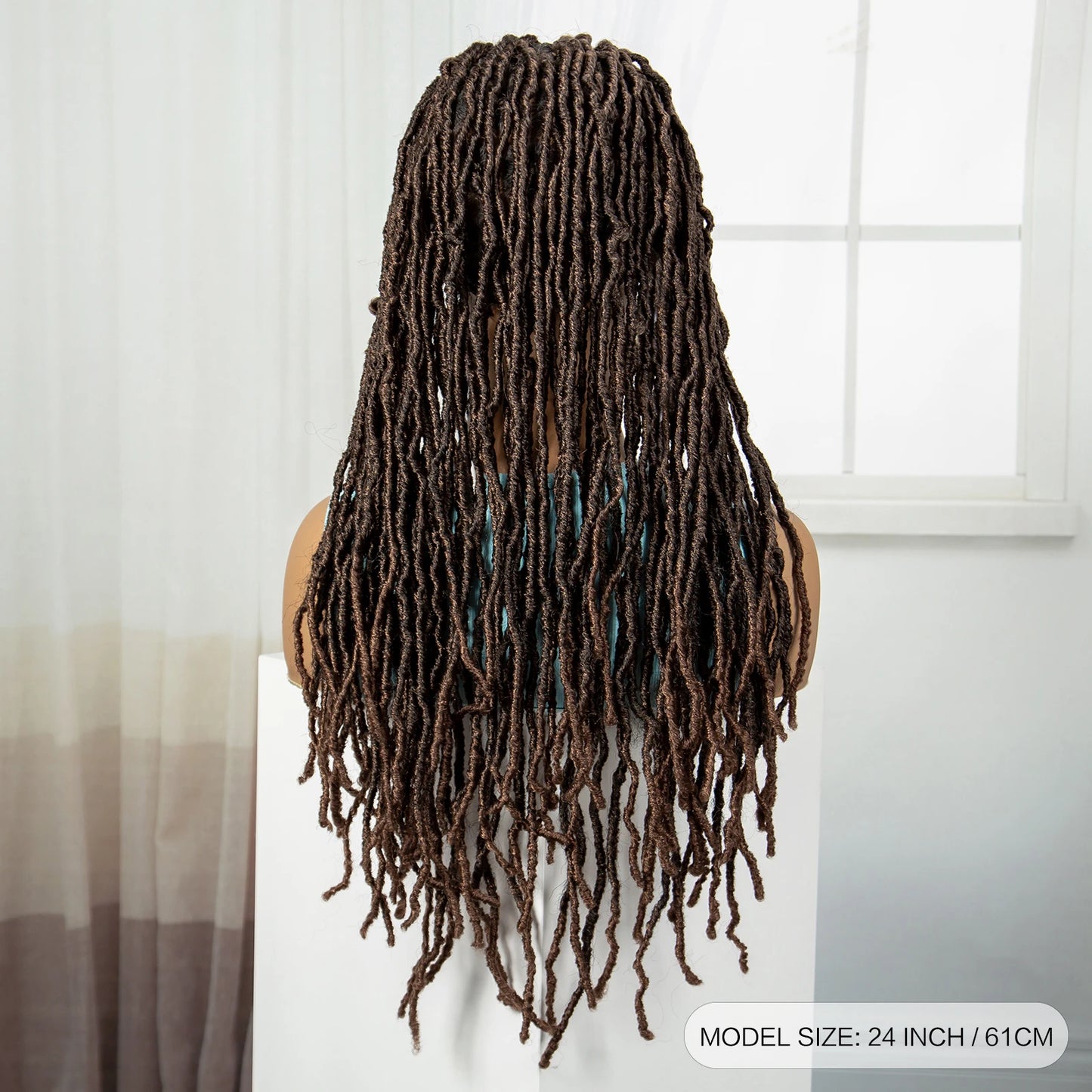 24" Knotless Box Locs Braided Wig | Full Lace Frontal Dreadlock Style Luxegan