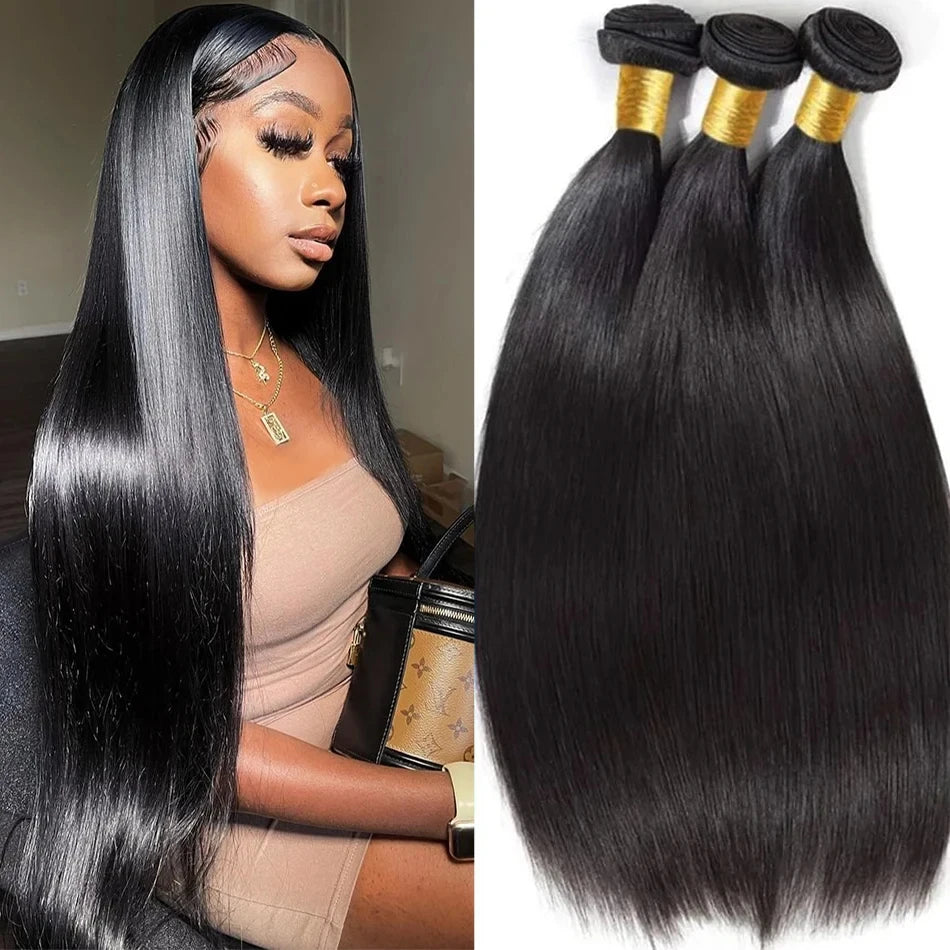 8-32 Inch Bone Straight Brazilian Remy Human Hair Weave Bundles | Natural Color 12A | 1, 3, or 4 Bundles Luxegan