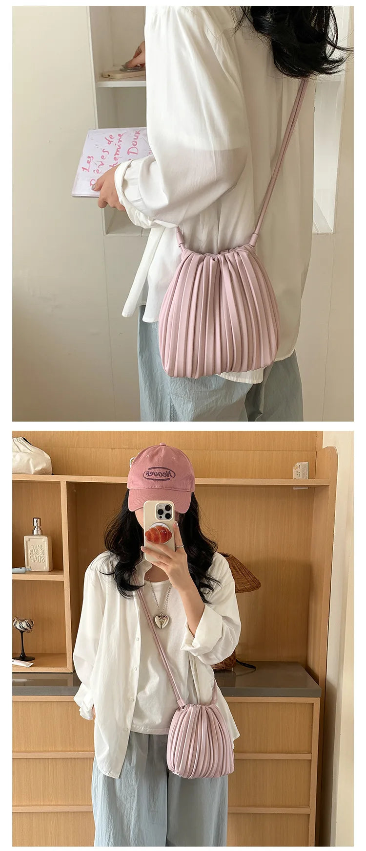 Luxury Women's Crossbody Bag | Pleated Mini Bag & Candy Color Handbag Luxegan