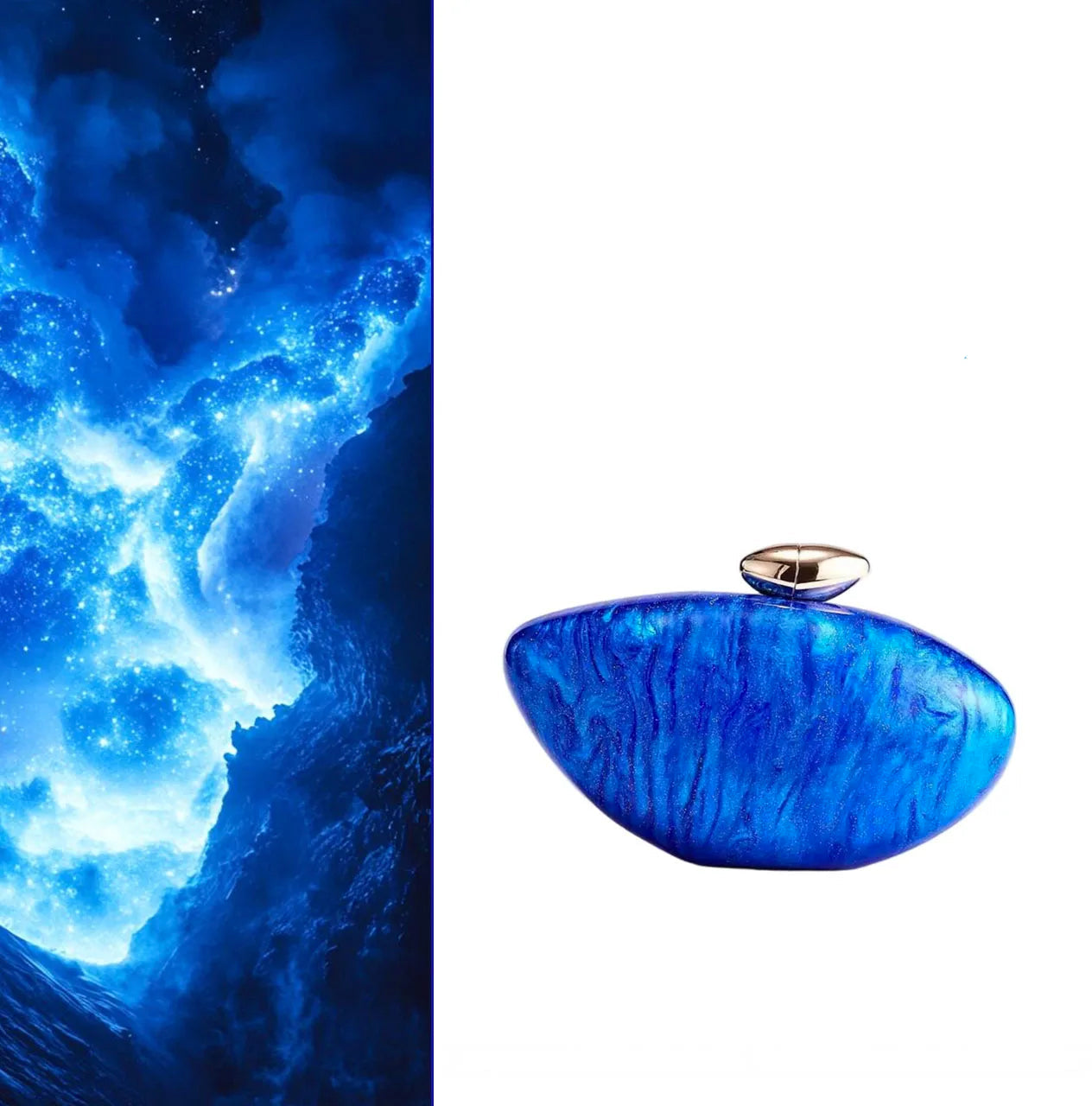 New Hot Sale Acrylic Shell-Shaped Clutch Bag | Women's Designer Evening Party Purse & Cute Birthday Gift (Blue Shoulder Bag) Luxegan