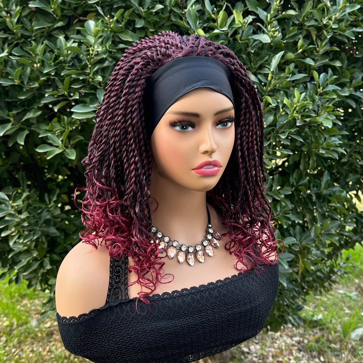 Short Braided Headband Wigs For Black Women Box Braided Headband Bob Wig African Synthetic Braiding Hair Headband Bob Wig Luxegan
