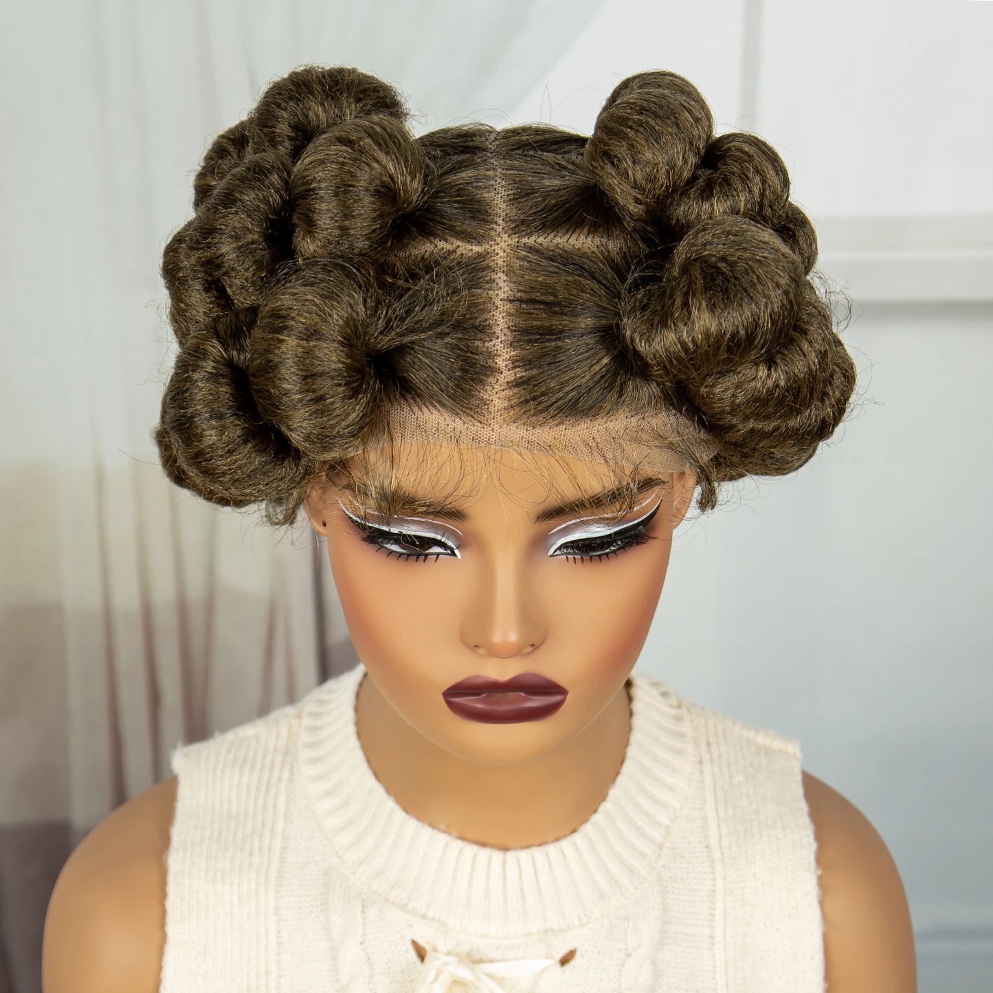 6" Short Bantu Knotless Braids Wig | 1B/30 Ombre | Full Lace Luxegan