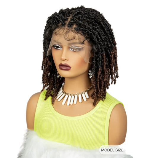 14" Butterfly Locs Crochet Braids Bob Wig | Lace Front Luxegan