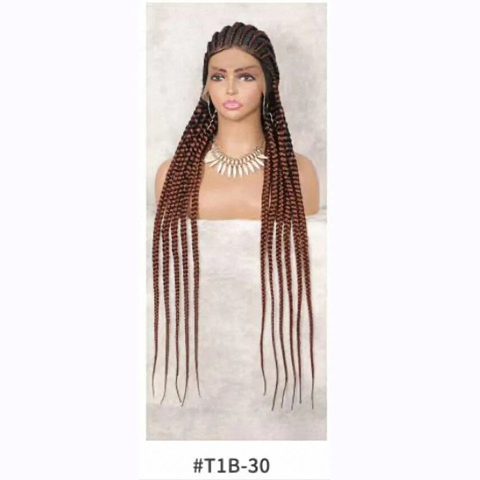 360 Lace 11-Braids Cornrow Box Braided Wig | Long Synthetic Braids | Heat Resistant | Black Women Luxegan