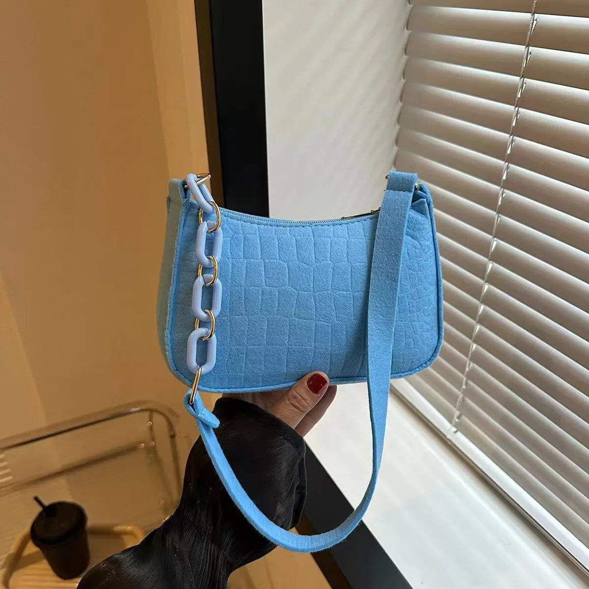 Fashion Felt Shoulder Bag | Minimalist Underarm Handbag Luxegan