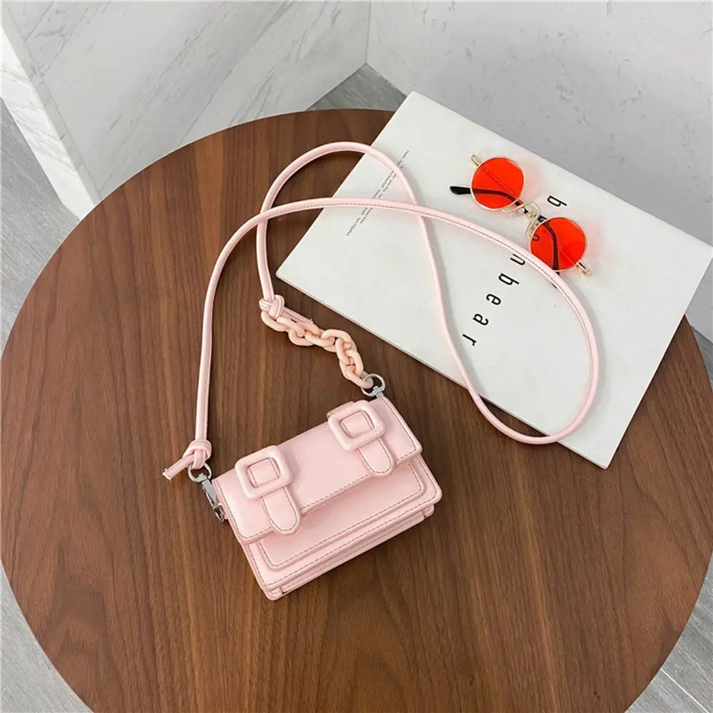 Mini Chain Crossbody Bag | Yellow PU Leather Shell Purse Luxegan