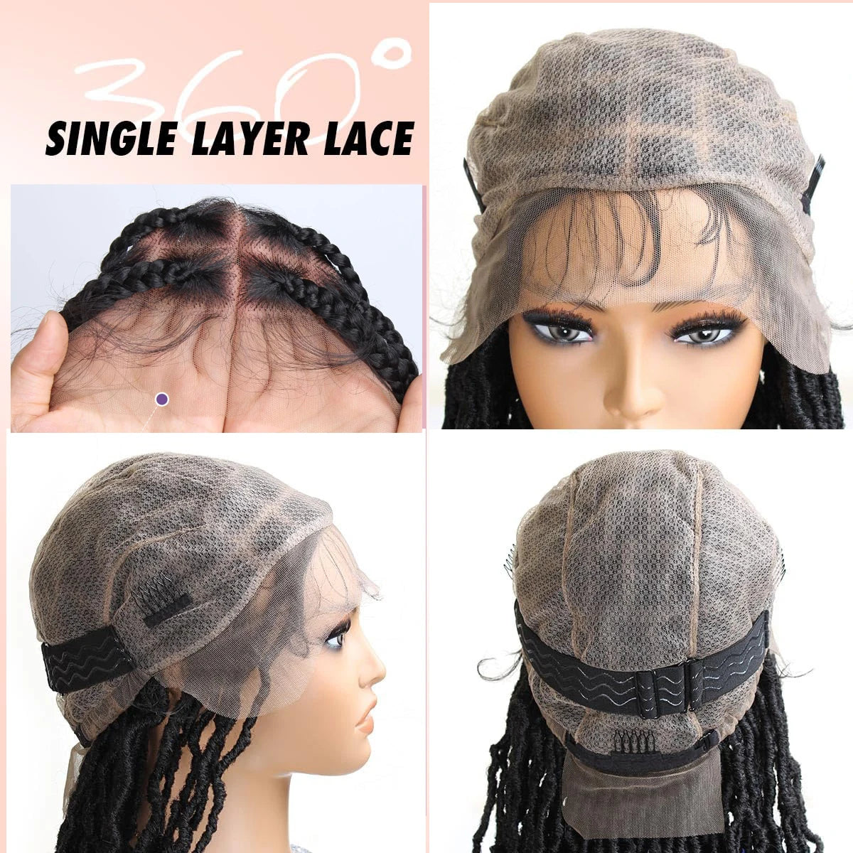 14" Knotless Box Braids Wig | Full Lace | Glueless | Medium Braids | Piano Color | Black Women