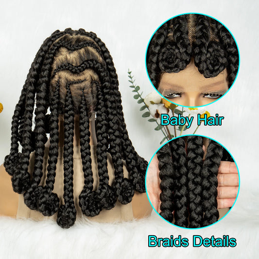 14 Inch Jumbo Bantu Knotless Box Braided Wig | Full Lace Cornrow