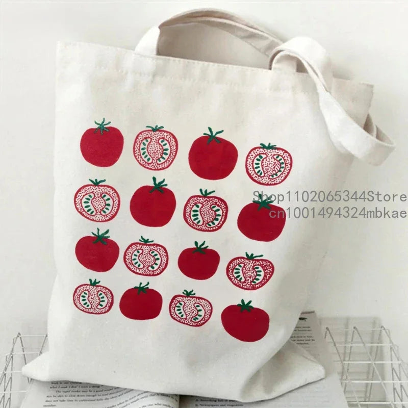 Vintage Radish Canvas Tote Bag | Women Gardening Lover Beach Shoulder Bag | Funny Phytology Travel Shopping Bags Plant Style Handbag Luxegan