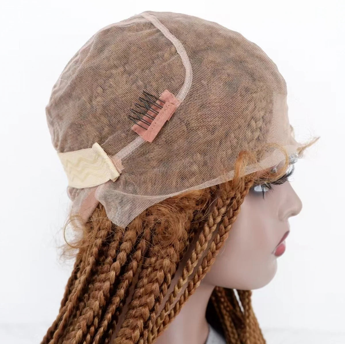 Honey Blonde #27 Box Braids Wig | Full Lace | Kanekalon Braids | Light Brown Lace | Black Women