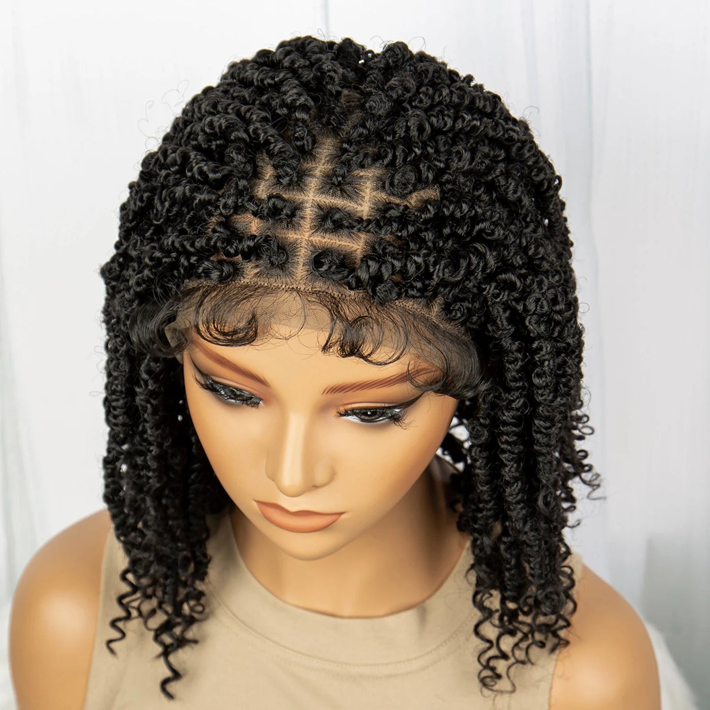 1B/27 Short Passion Twist Lace Front Wig | Knotless Braids | Baby Hair | Synthetic Twist Spring Wig Luxegan