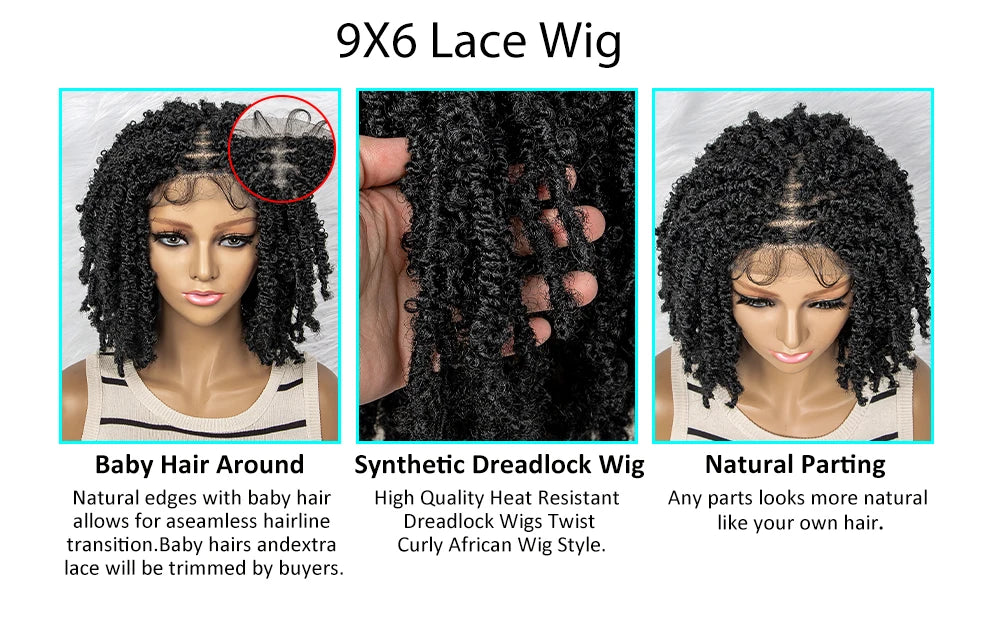 14 Inch Box Braids Wig | 9x6 Lace Frontal | Curly Ends