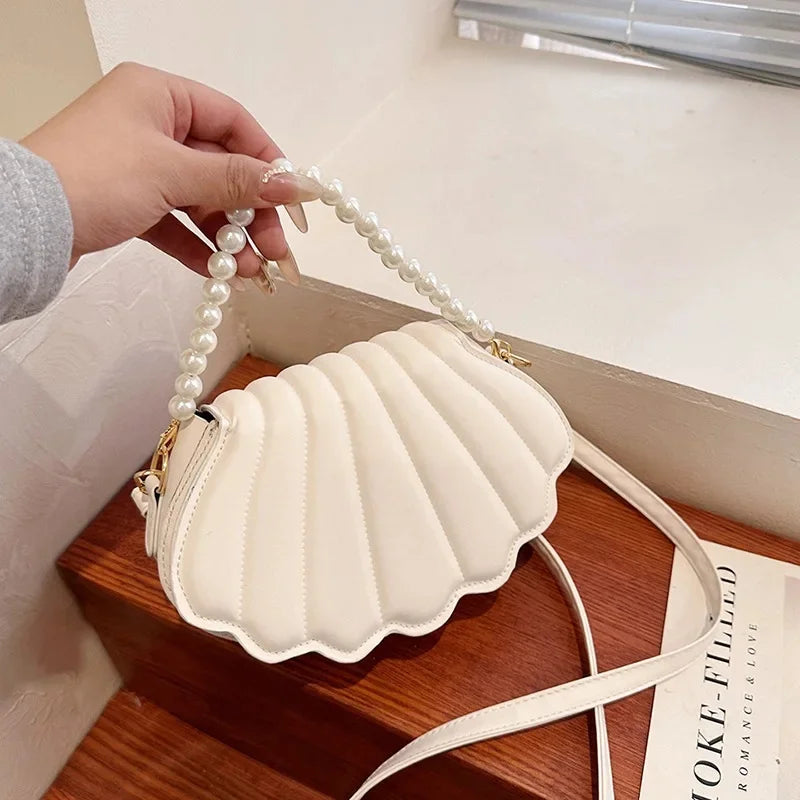 Minimalist Shell Shoulder Bag | Sophisticated "Pearl Decorated" Silhouette | High-End TPU Leather Handbag | "Dignified" High-Performance Cute Crossbody for Radiant Versatile Styling Luxegan