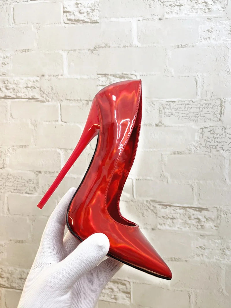 16cm Stage Show Patent Leather Stilettos | Sophisticated Camouflage Pattern High Heels | Elegant "Handmade Shallow-Out" Silhouette | "Dignified" Sexy Pointed Toe Party Shoes for Radiant Versatile Styling Luxegan
