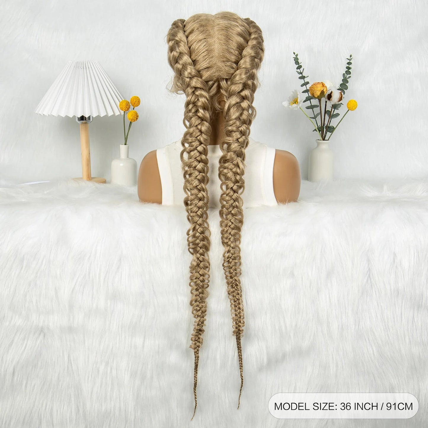 36" Twisted Braids Lace Front Wig | 13x1 | Senegalese Twist | Baby Hair | Handmade Synthetic Braids Luxegan