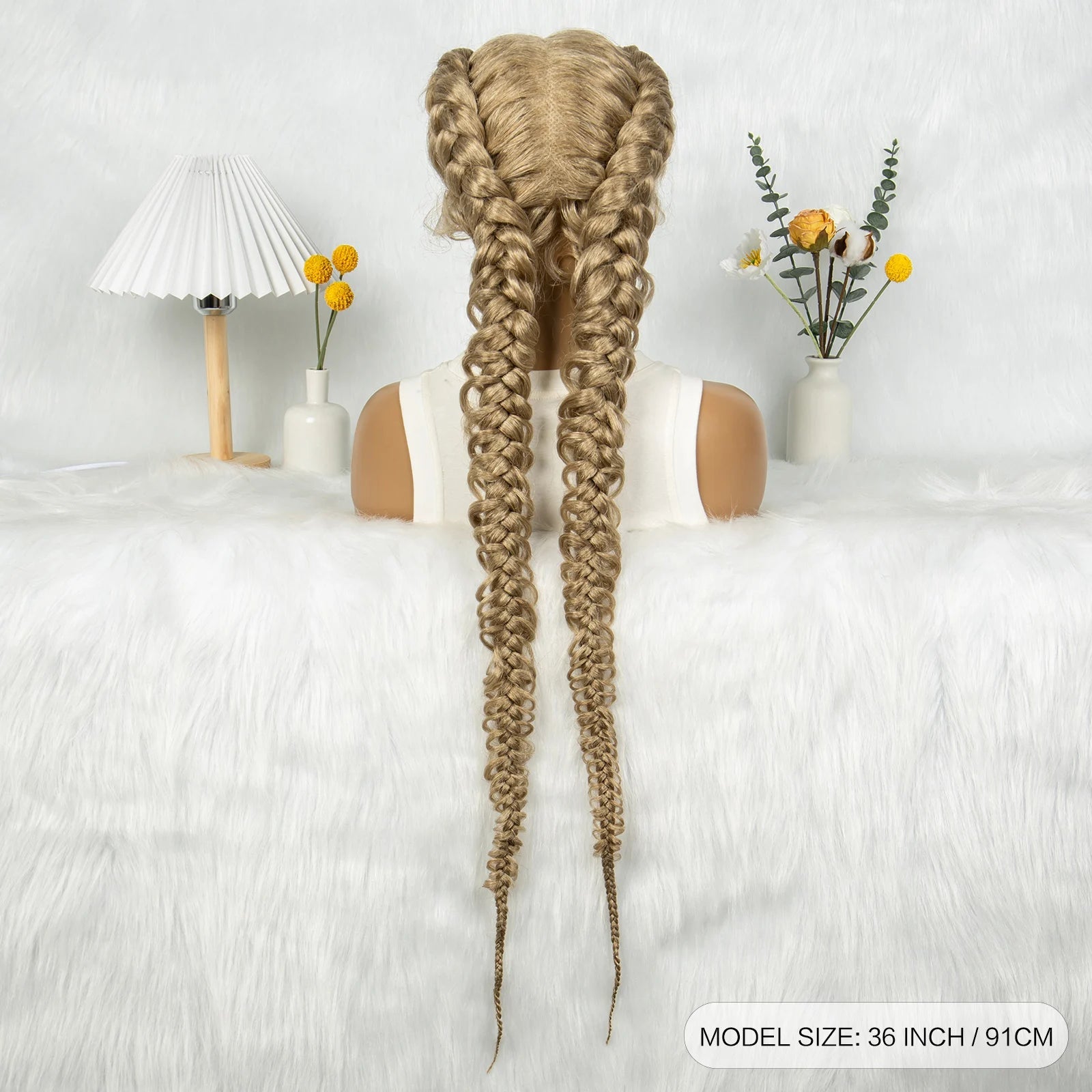 36" Twisted Braids Lace Front Wig | 13x1 | Senegalese Twist | Baby Hair | Handmade Synthetic Braids Luxegan