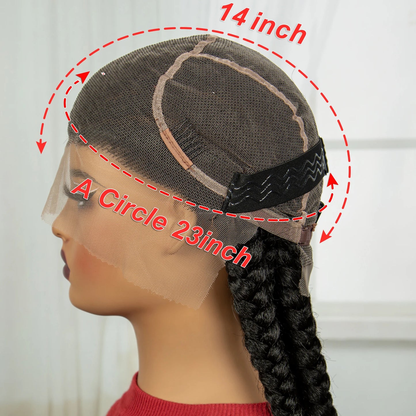 Synthetic Full Lace Cornrow Braided Wig – 32 Inch | Knotless Braids | Baby Hair | Transparent Lace - view 5