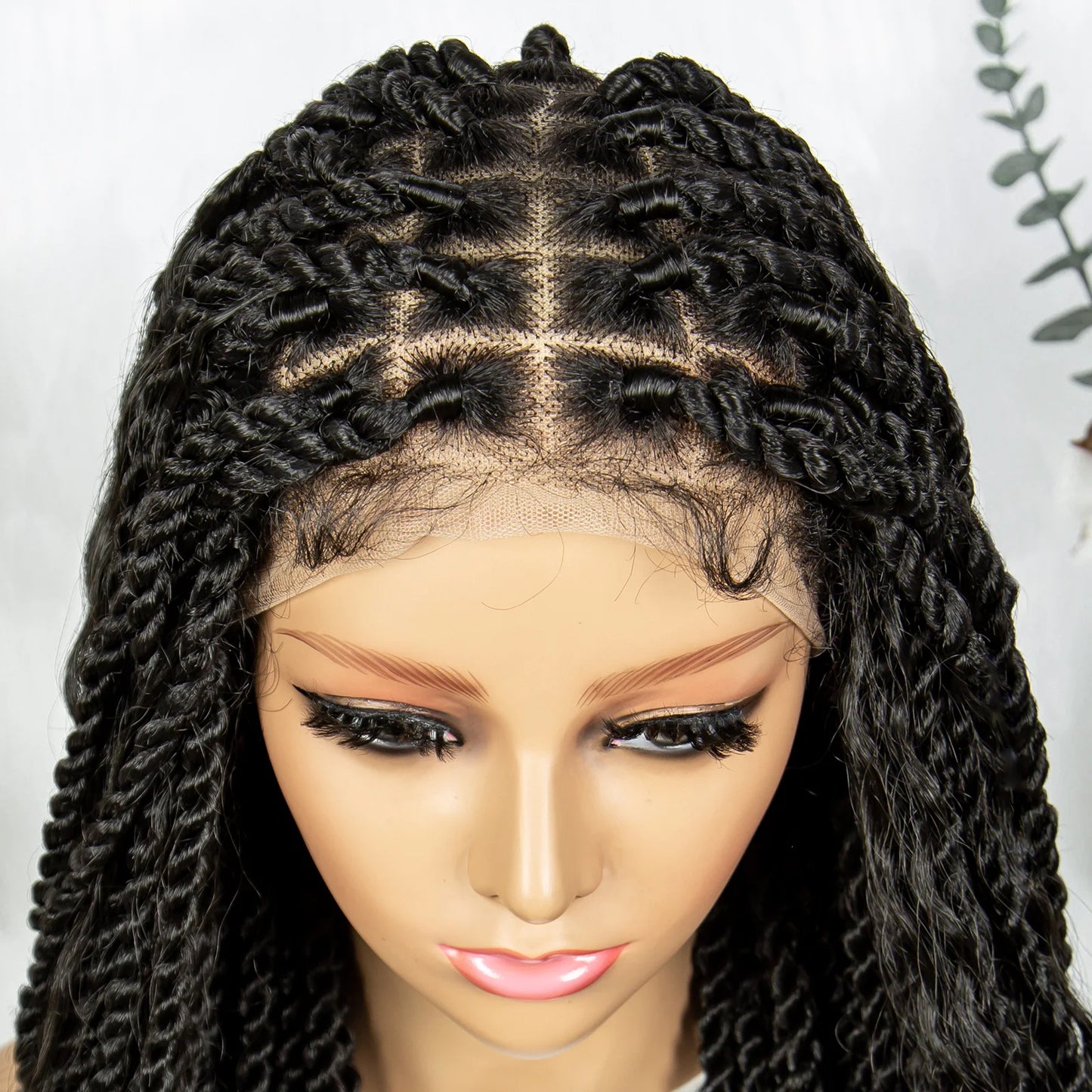 Braided Wigs Knotless Synthetic Box Braided Wigs Full Lace Curly Dreadlocks Wigs Long Length Hair Wig for Black Women