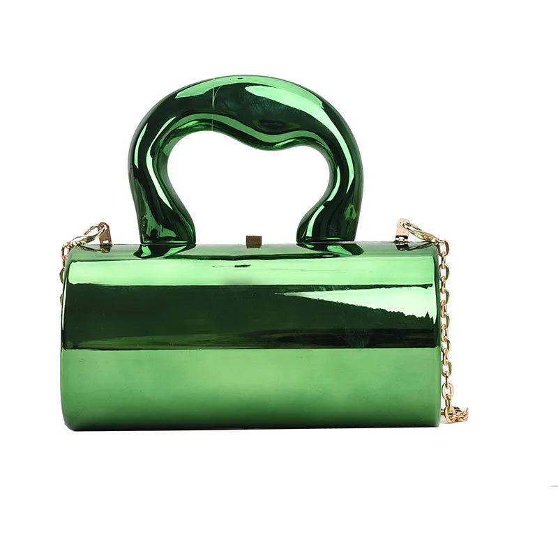 Fashion Cylinder Mini Evening Purse | Gold Box Clutch Shoulder Crossbody Bag for Women's Party Clutches Luxegan