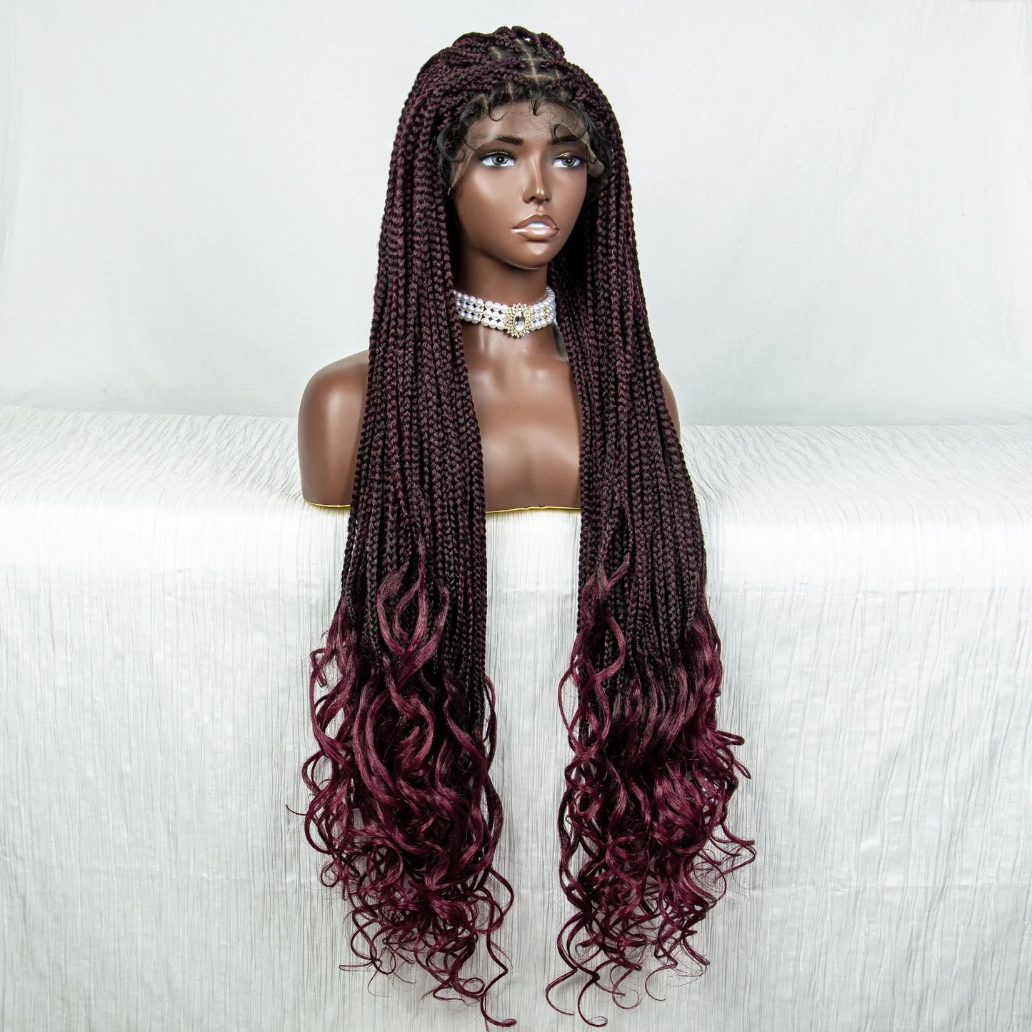 36" Water Wave Braided Wig | Lace Front | Baby Hair | Long Braids Luxegan