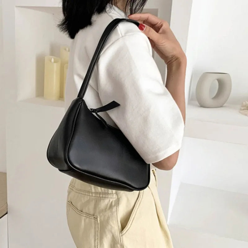 Casual One-Size Women’s Shoulder Bag | Sophisticated Armpit Portable Bag | Luxury Designer Baguette Purse | Fashion-Forward PU Leather Side Bag with Interior Slot Pocket (Model: Portable Bag) Luxegan