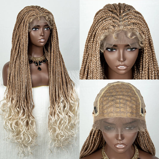 36" 613 Blonde Braided Wig | Lace Front | Baby Hair | Colored Braids Luxegan