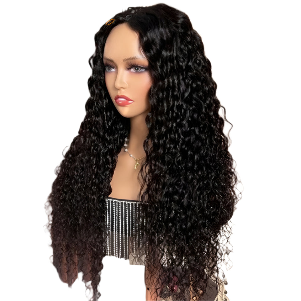 Rebecca 180% Density Deep Curly U-Part Wig | No Leave Out Brazilian Remy Human Hair Luxegan