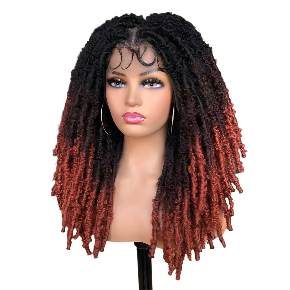 Blue Butterfly Locs Full Lace Braided Wig | 20" Faux Locs | Crochet Hair | Synthetic Braids | Women