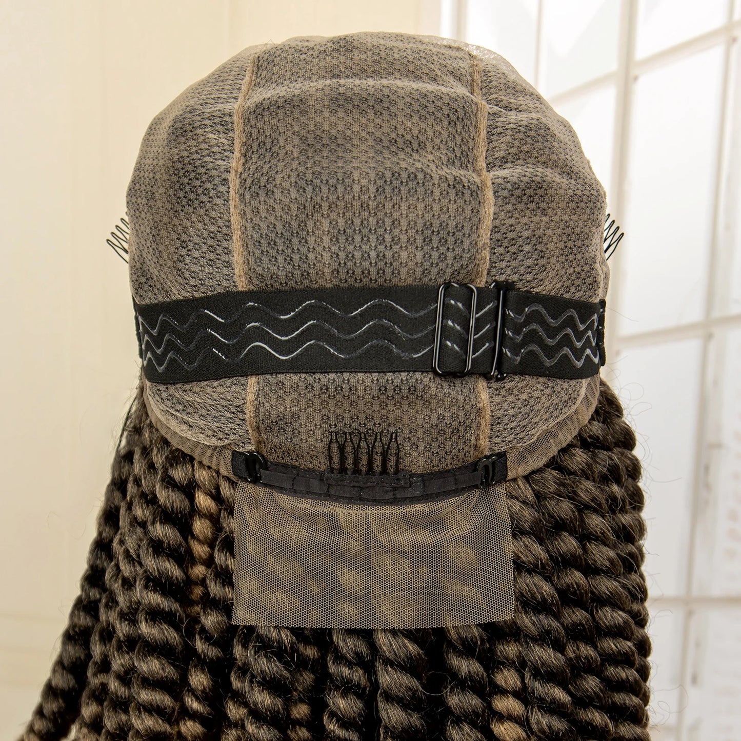 16 Inch Brown Twisted Braided Bob Wig | Full Lace | Kanekalon Fiber | For Black Women - Luxegan