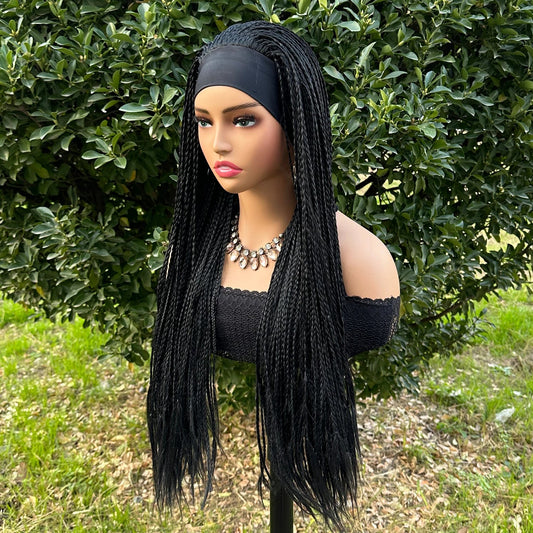 Ombre Brown Long Headband Box Braids Wig Braided African Dreadlock Wig Synthetic Braiding Beauty Hair Wigs For Women/Men Luxegan