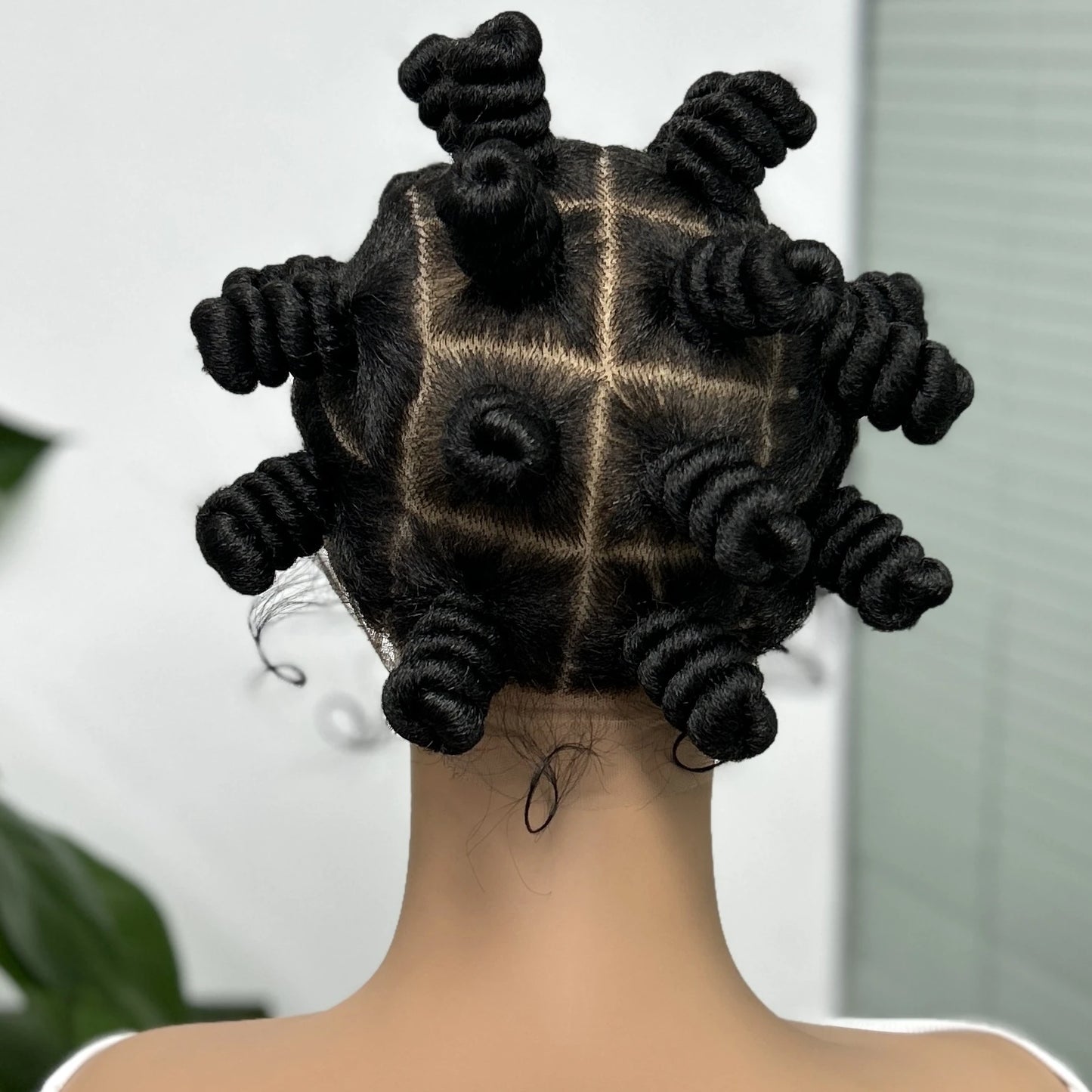Short Cute Handmade Bantu Knotless Braids Wig | Transparent Full Lace | Baby Hair Luxegan